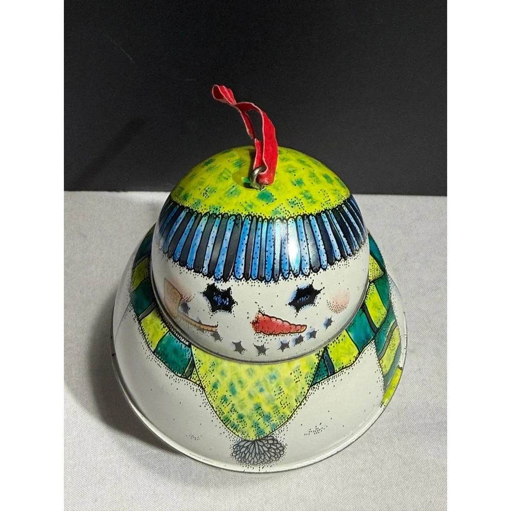 Vintage 1991 Hallmark Snowman Metal Tin Christmas Ornament Keepsake Box